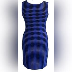 CALVIN KLEIN Womens Dress Size Small Cobalt Blue & Black Sheath Office Wear